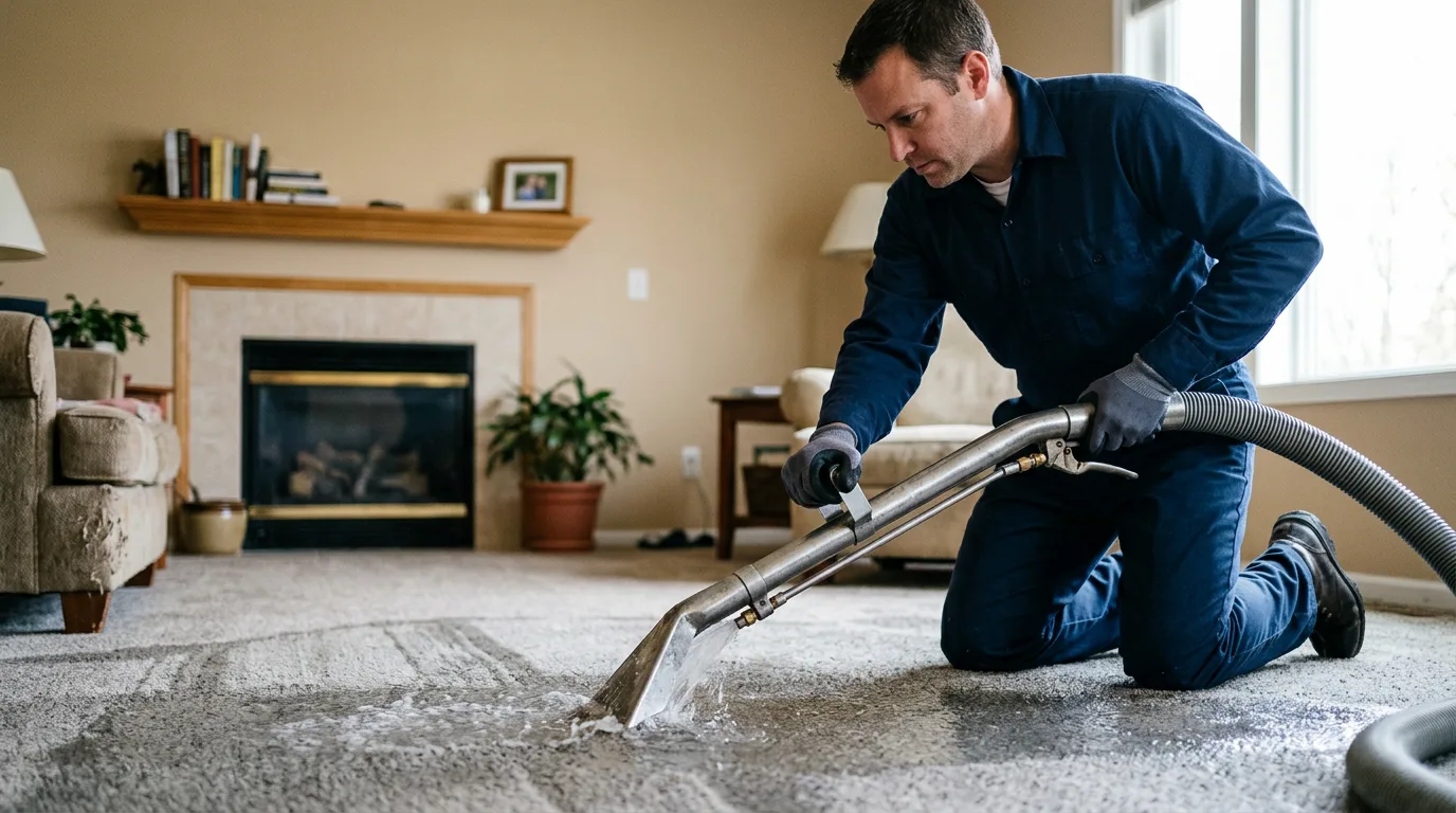 Water damage restoration technician working near Braxton, MS